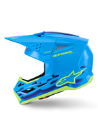 Alpinestars S-M3 Force OCD Helmet, Motocross Helmet, Cyan Glossy with graphic accents, featuring a streamlined shell, protective visor, and high-flow ventilation for off-road racing
