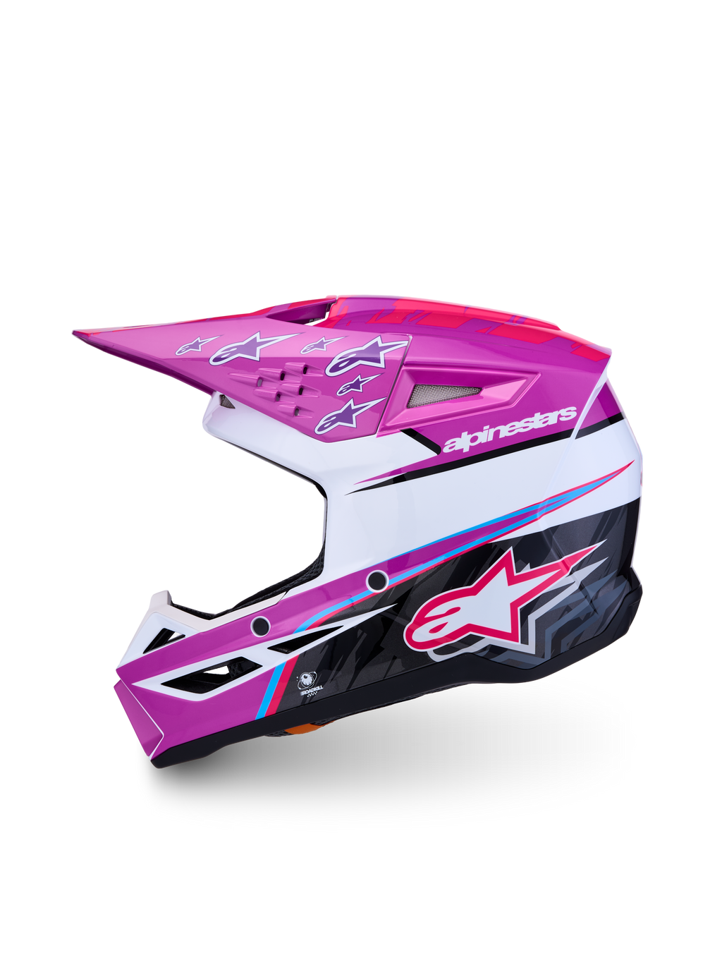 Alpinestars casco juvenil SM3 Falcon ECE06, morado y blanco, calota brillante, para motocross con certificación ECE 22.06.