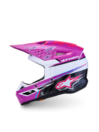 Alpinestars casco juvenil SM3 Falcon ECE06, morado y blanco, calota brillante, para motocross con certificación ECE 22.06.