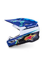 Alpinestars SM3 Youth Falcon, casco de motocross juvenil azul y blanco, certificado ECE06, calota ligera de polímero