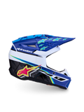 Alpinestars SM3 Falcon, casco de motocross juvenil, azul, blanco y negro con detalles rosa y amarillo flúor, ECE 2206