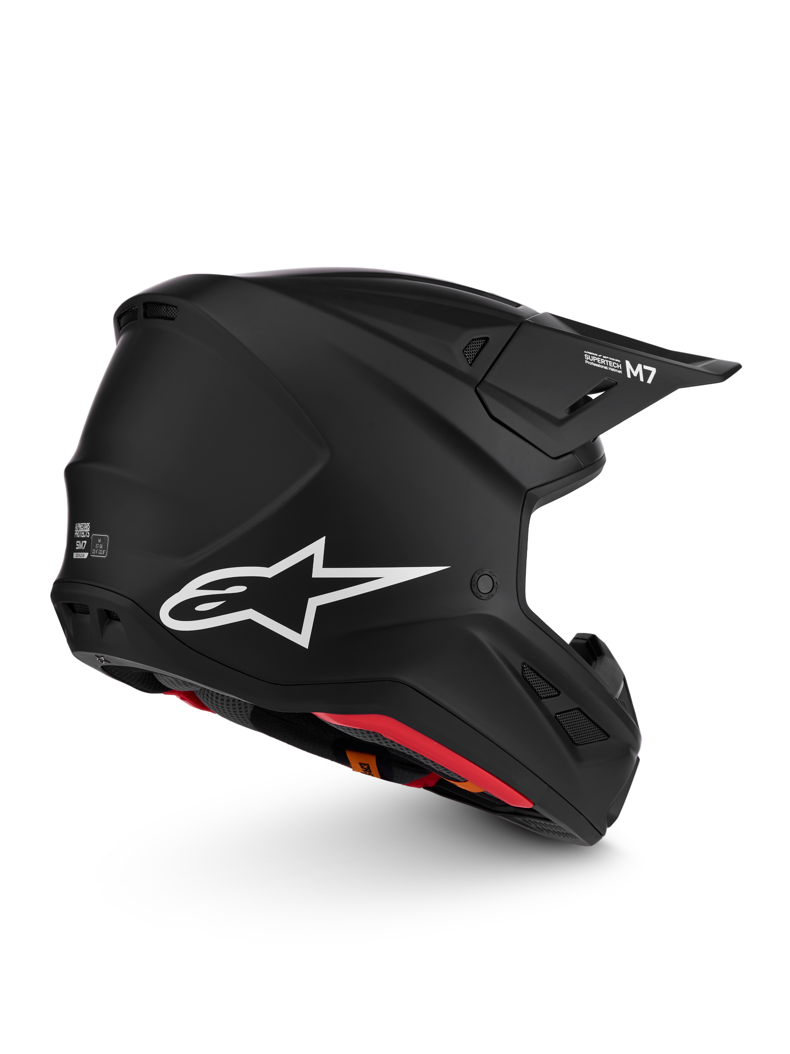 Alpinestars casco S-M7 Solid ECE06, casco de motocross negro mate con logo blanco, aerodinámico, certificado ECE 22.06