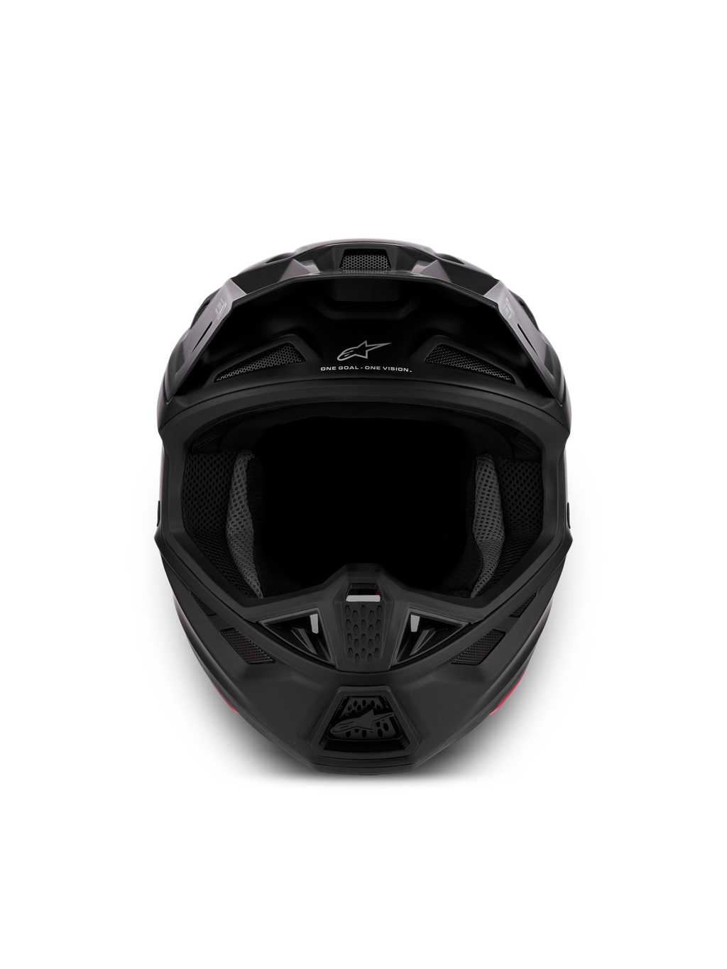 Casco Alpinestars S-M7 Solid ECE06, casco de motocross negro mate con diseño aerodinámico, ventilación y certificado CE.