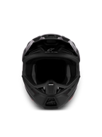 Casco Alpinestars S-M7 Solid ECE06, casco de motocross negro mate con diseño aerodinámico, ventilación y certificado CE.
