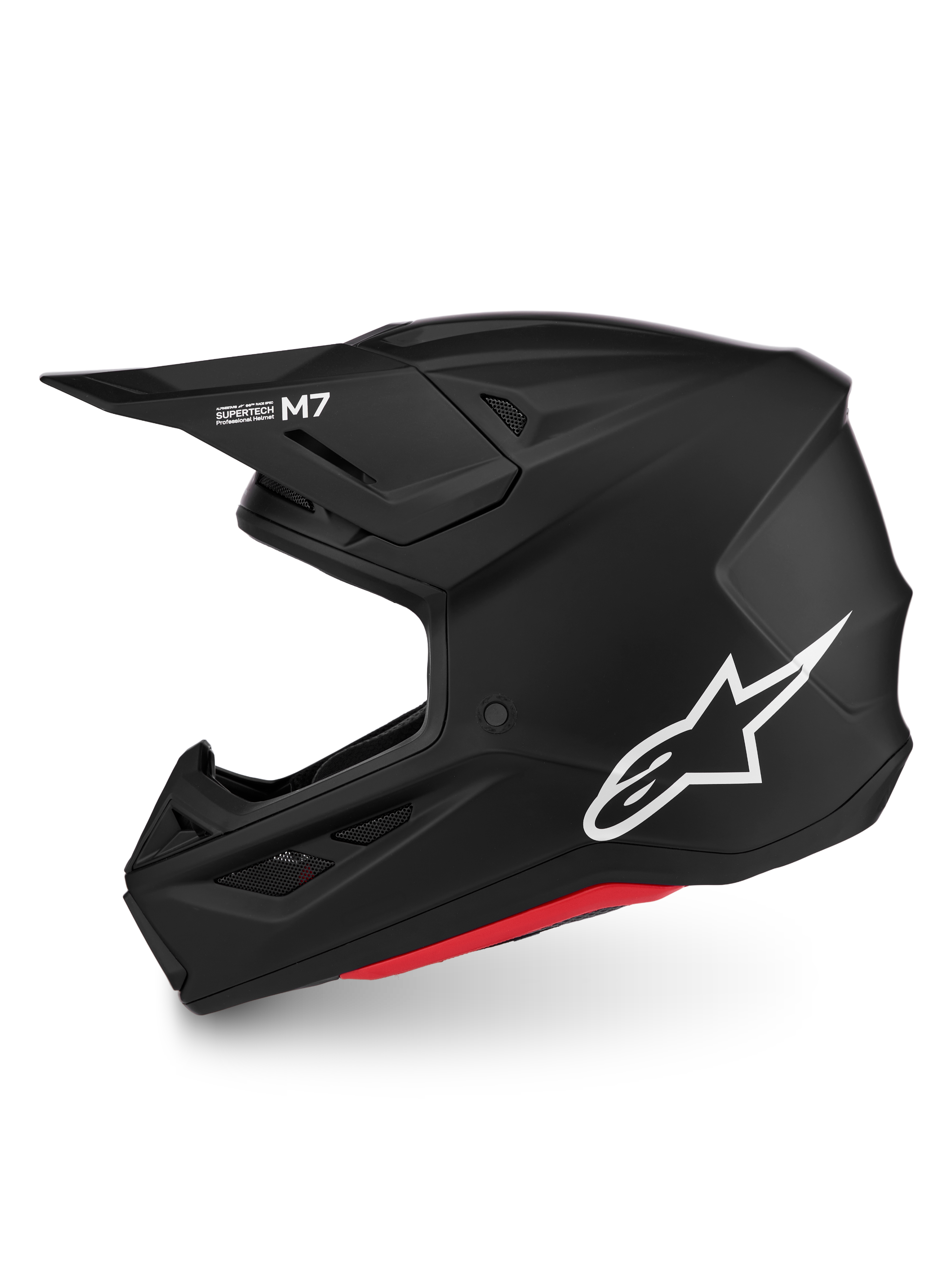 Alpinestars S-M7 Solid, casco de motocross off-road, negro mate con logo blanco, certificado ECE 22.06