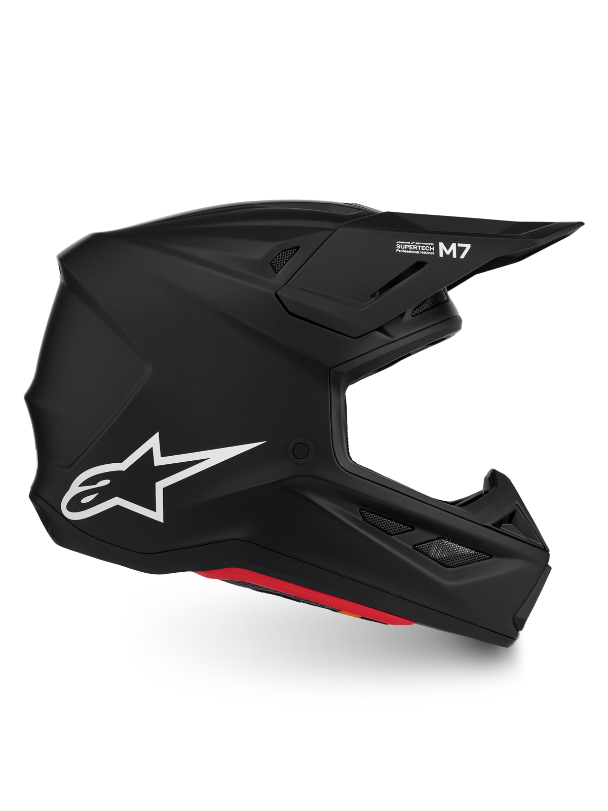 Casco Alpinestars S-M7 Solid ECE06, casco de motocross off-road, negro mate con logotipo Astar blanco, certificado ECE 22.06.