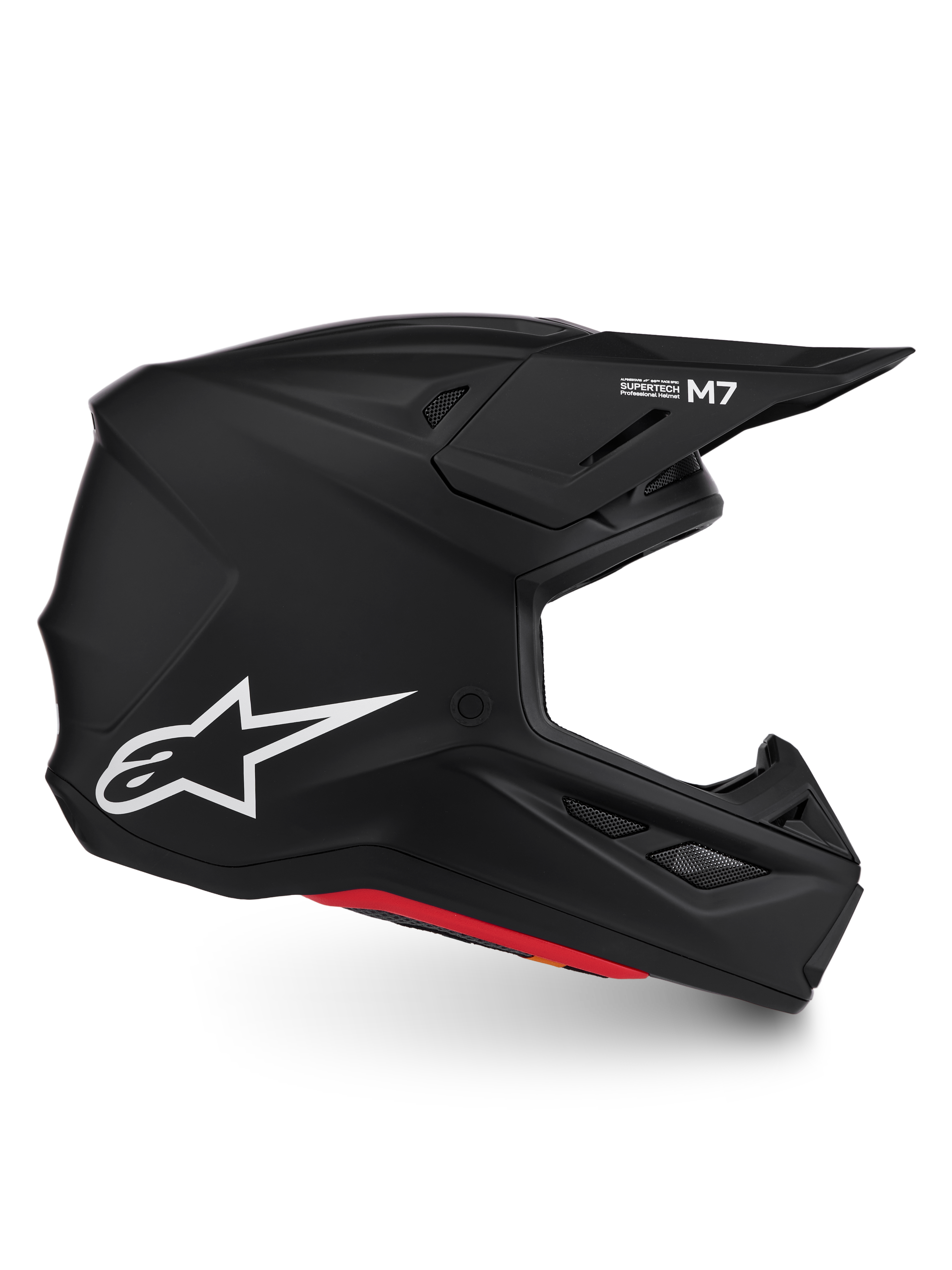 Casco Alpinestars S-M7 Solid ECE06, casco de motocross off-road, negro mate con logotipo Astar blanco, certificado ECE 22.06.