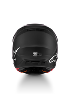 Casco Alpinestars S-M7 Solid ECE06, vista trasera, negro mate, para motocross off-road, talla M, certificado ECE 22.06