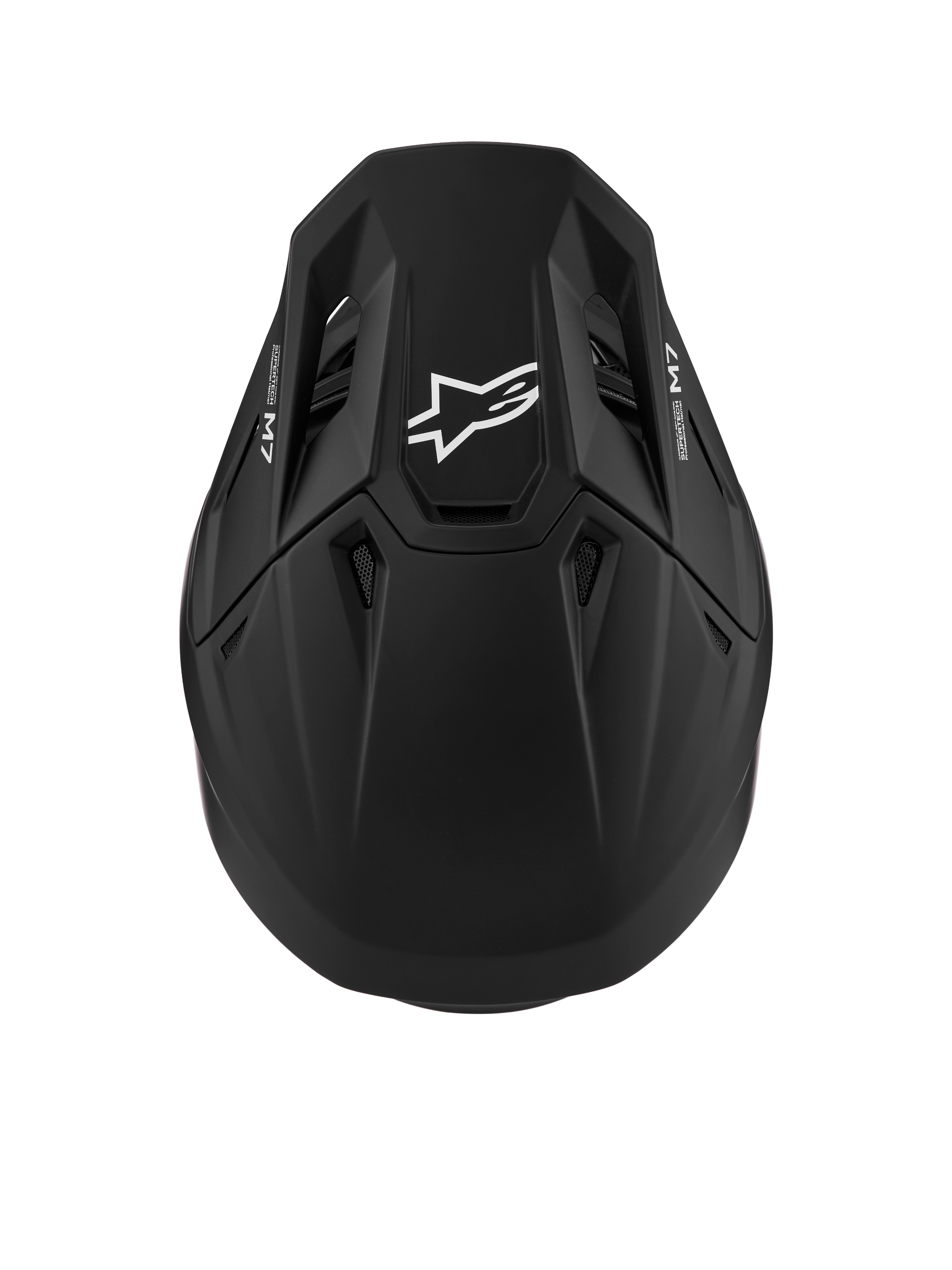 Alpinestars S-M7 Solid ECE06, casco de motocross para carreras off-road, negro mate con logotipo blanco, diseño aerodinámico con ventilación optimizada y certificación ECE 22.06