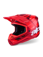 Casco Alpinestars S-M7 Core, casco de motocross, rojo brillante, gráficos en varios tonos de rojo con logotipo blanco grande, carcasa compuesta aerodinámica con múltiples puertos de ventilación y visera ajustable, equipo profesional de carreras off-road