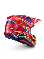 Alpinestars S-M7 Cast ECE06, casco de motocross, rojo, amarillo fluo y azul, acabado brillante, certificación ECE 22.06