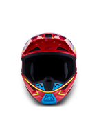 Alpinestars S-M7 Cast ECE06, casco de motocross para carreras off-road, rojo brillante con detalles en azul y amarillo flúor, certificado ECE 22.06, ventilación superior y diseño ligero