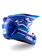 Casco Alpinestars Yamaha S-M3 ECE 22.06, casco de motocross, azul y blanco brillante, con logotipos de Yamaha y Alpinestars, logo de estrella blanca en el lateral, múltiples rejillas de ventilación de entrada y salida, diseño aerodinámico para rendimiento off-road