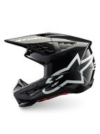 Alpinestars S-M5 Corp Helmet in Dark Gray Glossy, ECE 22.06 certified motocross helmet with white brand logos.