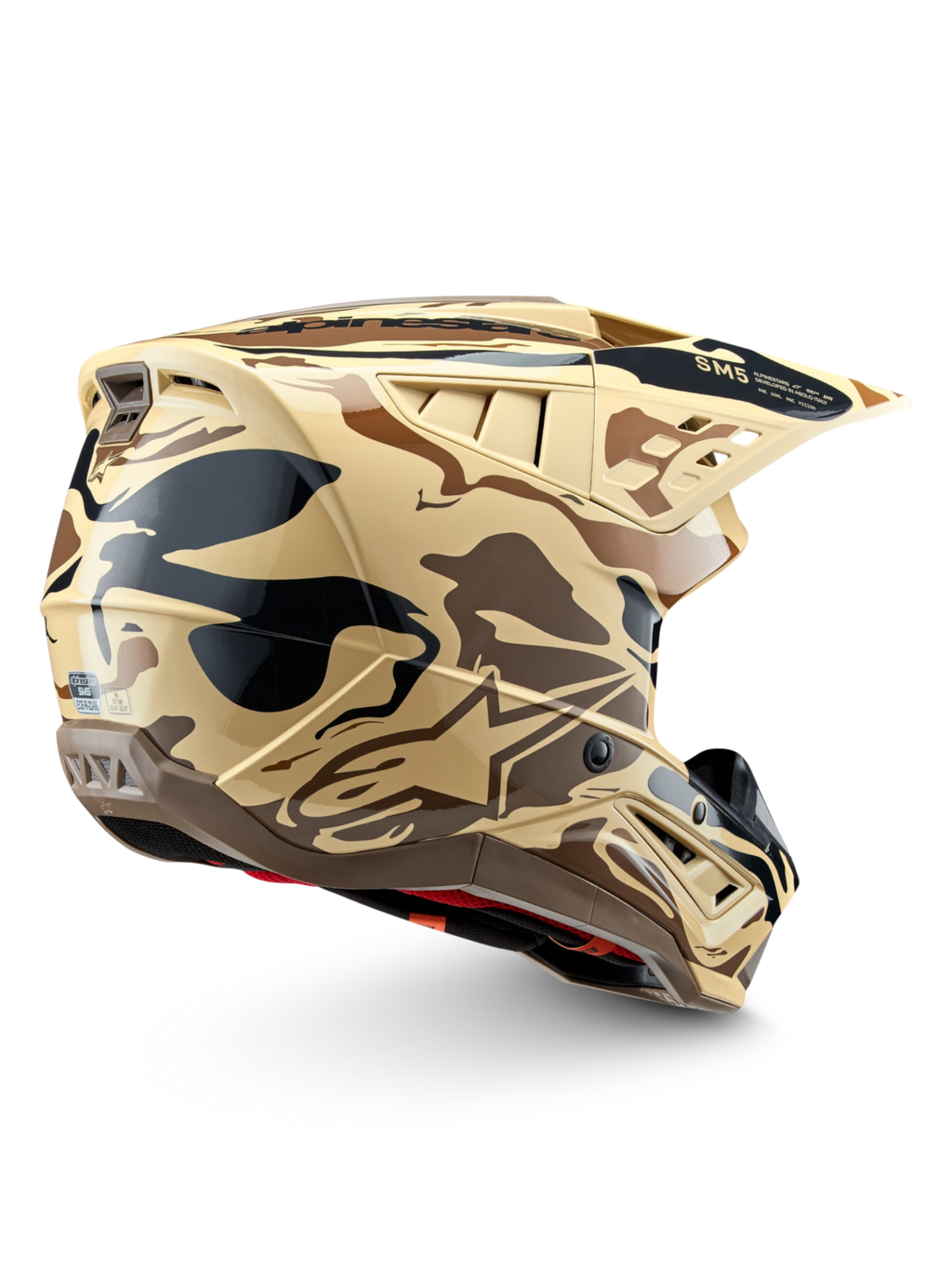 Alpinestars S-M5 Mineral, casco de motocross, camuflaje marrón canguro mate, con certificación ECE 22.06