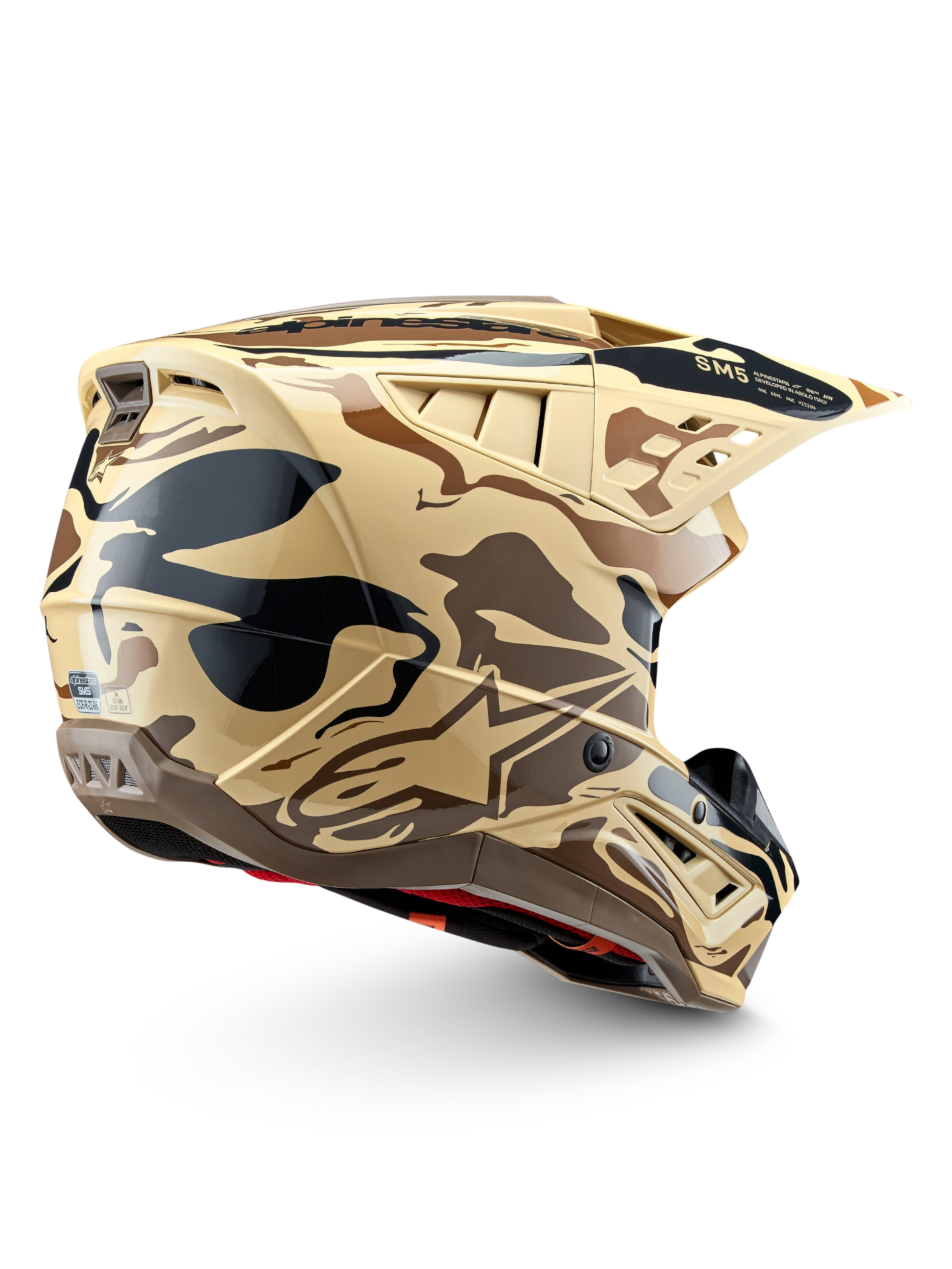 Alpinestars S-M5 Mineral, casco de motocross, camuflaje marrón canguro mate, con certificación ECE 22.06
