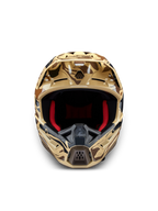 Alpinestars S-M5 Mineral, casco de motocross marrón camuflaje, certificado ECE 22.06, vista frontal, acolchado interior rojo