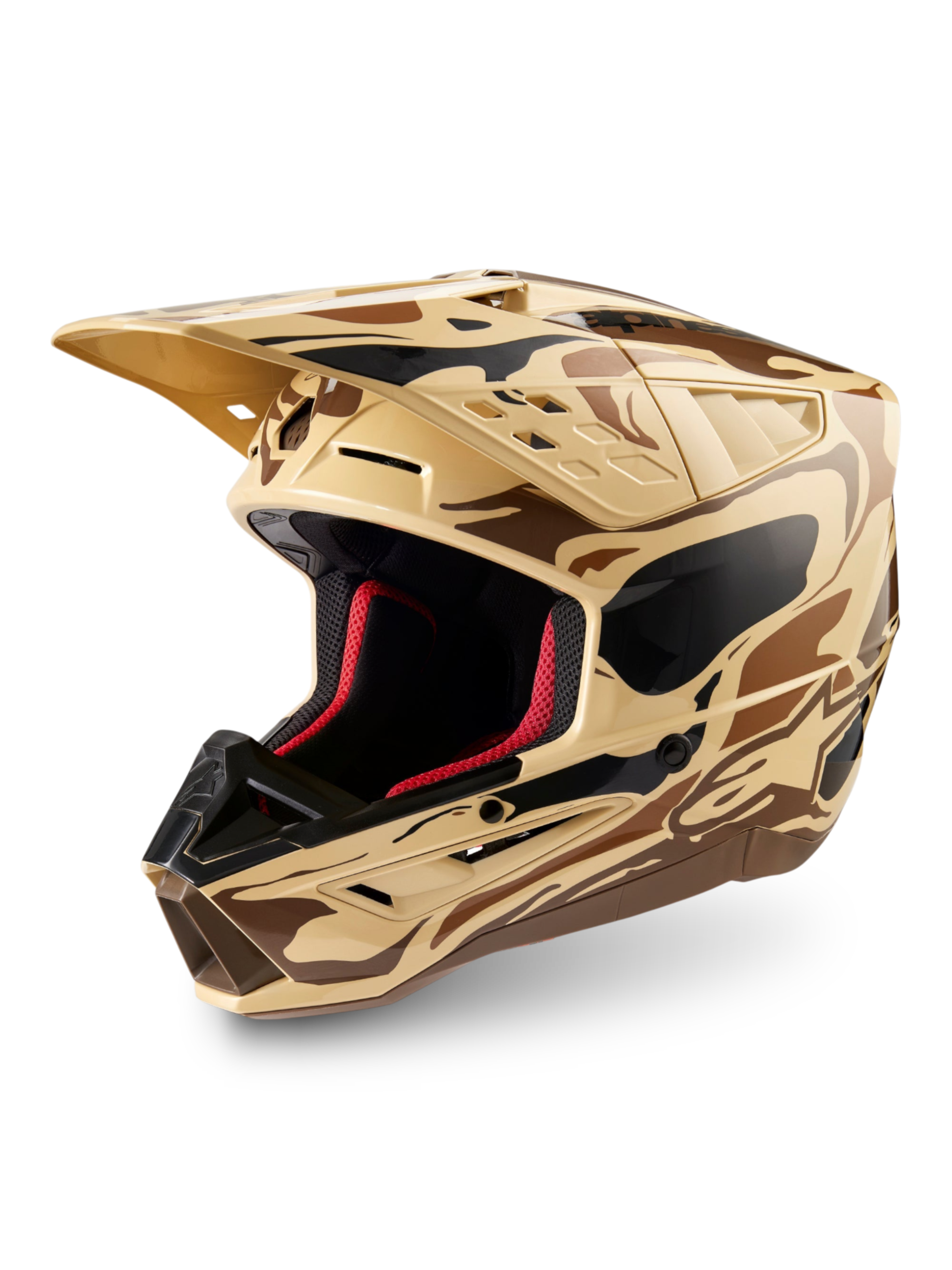Alpinestars S-M5 Mineral, casco de motocross off-road, color marrón oscuro mate con diseño de camuflaje, certificado ECE 22.06