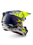 Alpinestars S-M5 Rash, casco de motocross para off-road, azul marino y amarillo fluo brillante, certificado ECE 22.06