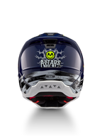 Alpinestars S-M5 Rash, casco de motocross azul marino y amarillo fluo, certificación ECE 22.06, gráfico de calavera trasera