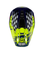 Alpinestars S-M5 Rash, casco de motocross en azul marino y amarillo fluo con gráficos de cuadros y logotipo de calavera Astars