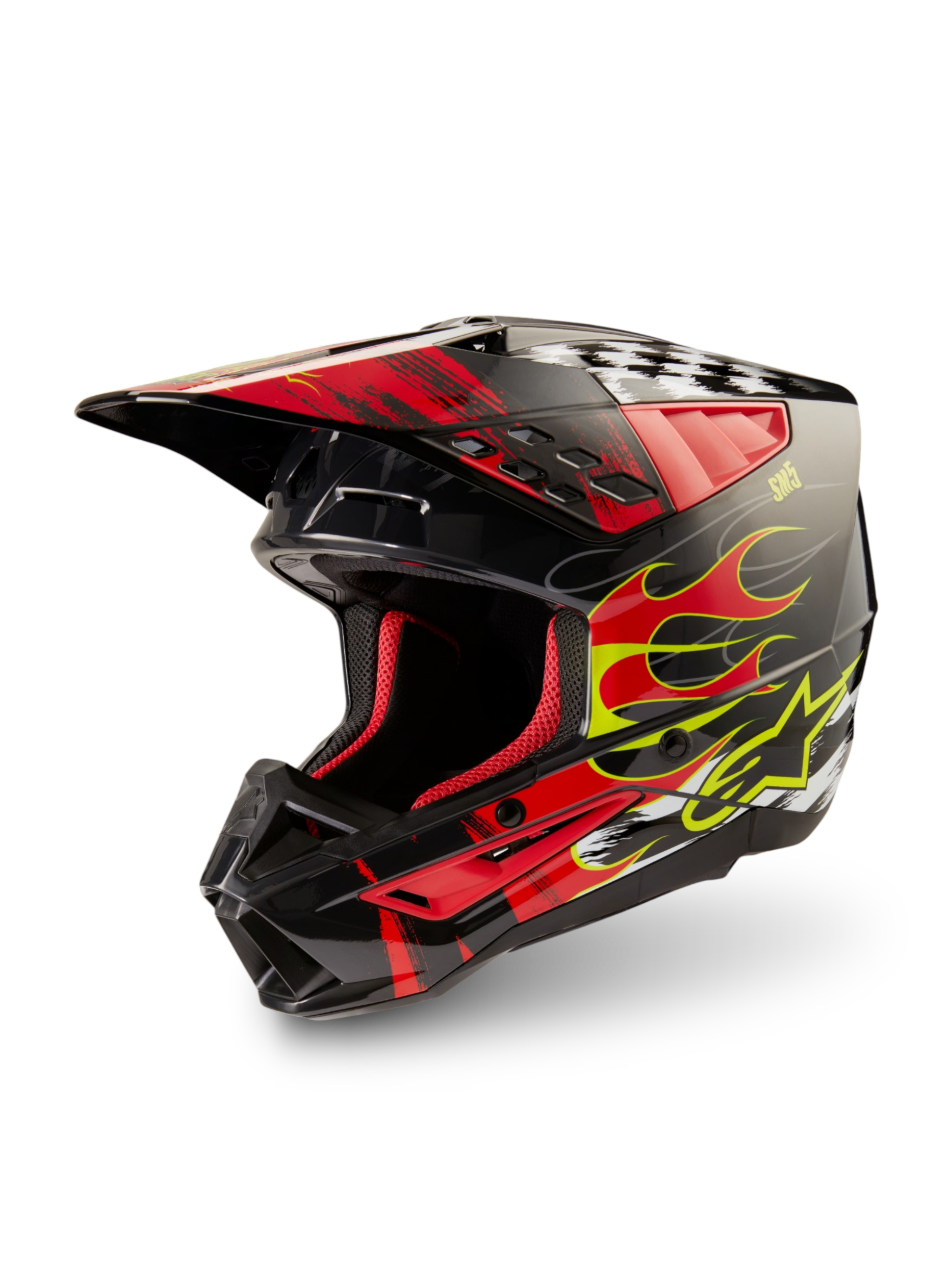 Alpinestars S-M5 Rash Helmet, ECE 22.06 Motocross Helmet, Dark Gray and Bright Red Glossy, lightweight off-road protection.