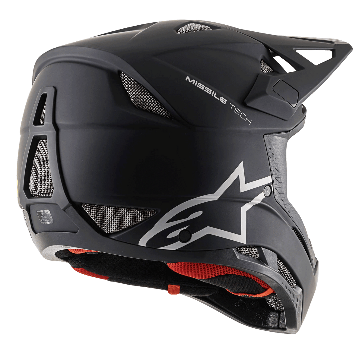 Casco Missile Tech Solid, casco integral de MTB para descenso negro mate con rejillas de malla y logo Alpinestars.