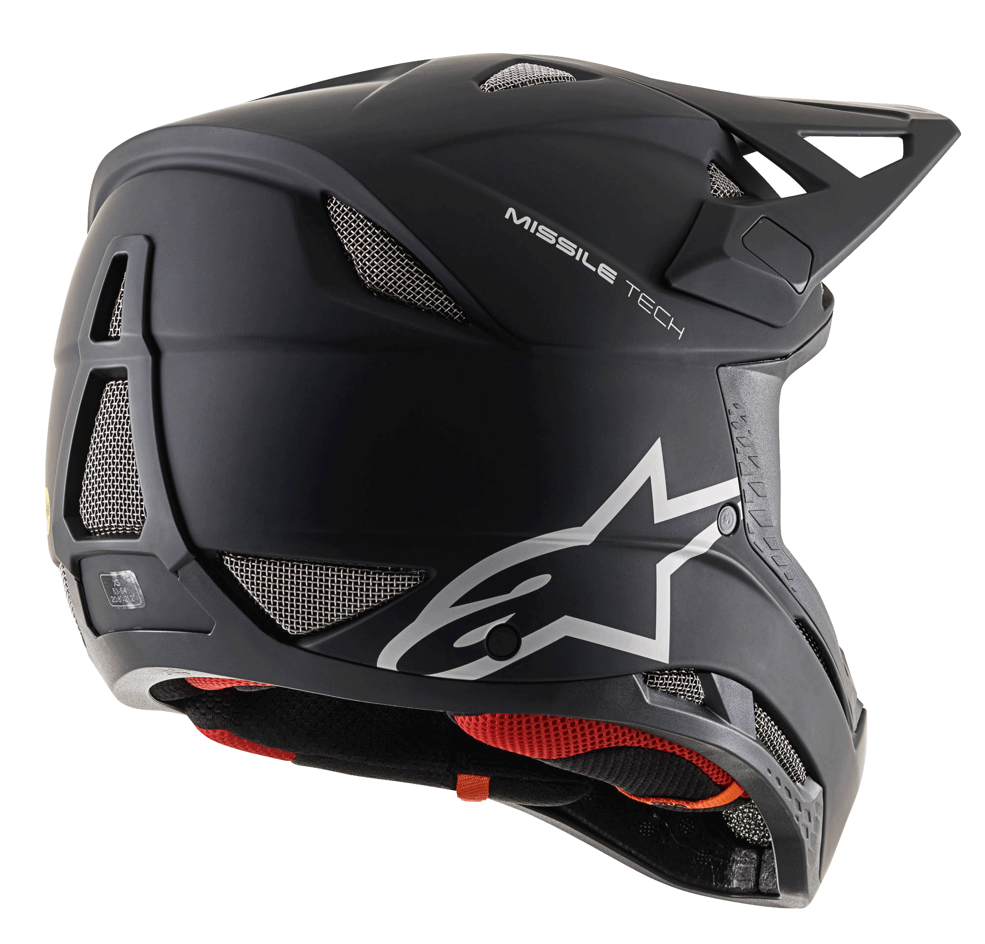 Casco Missile Tech Solid, casco integral de MTB para descenso negro mate con rejillas de malla y logo Alpinestars.