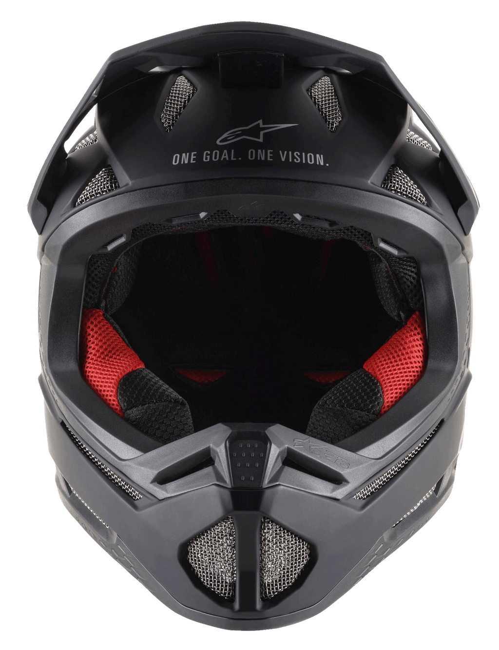 Casco Missile Tech Solid negro mate, casco integral de MTB con acolchado interior rojo y rejillas de alta ventilación.