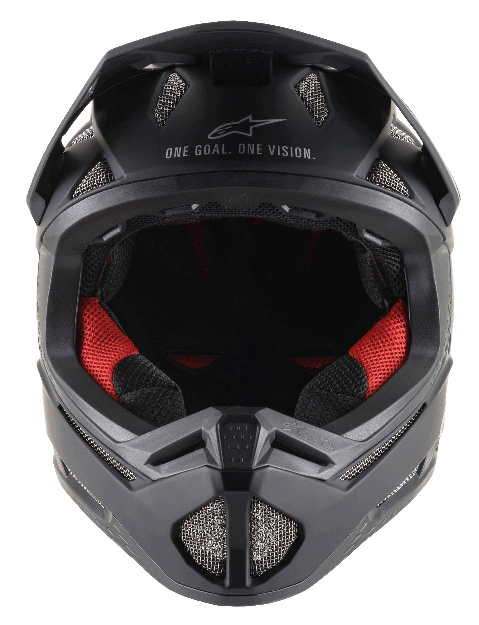 Casco Missile Tech Solid negro mate, casco integral de MTB con acolchado interior rojo y rejillas de alta ventilación.