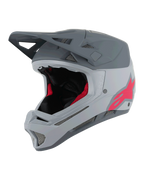 Alpinestars Missile Tech Racer Helmet, casco integral de MTB, gris claro y gris oscuro mate con logo Astars rosa, visera aerodinámica, múltiples ventilaciones de malla, acolchado interior negro y rojo, equipamiento para descenso en bicicleta de montaña