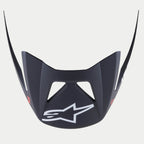 Alpinestars Visor Vector Tech A1, visera de repuesto para casco de MTB, acabado mate negro y gris claro, logotipo blanco de Alpinestars en la parte frontal, diseño angular a presión con aberturas de ventilación