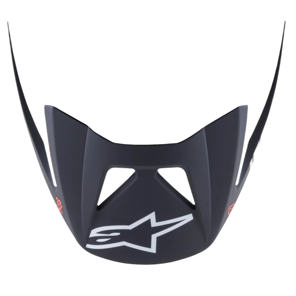 Alpinestars Visor Vector Tech A1, visera de repuesto para casco de ciclismo, negro gris claro mate, con logotipo A-star blanco en la parte frontal, construcción de plástico duradero para uso en MTB trail y enduro