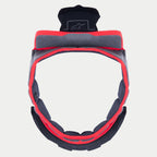 Alpinestars Supertech R10 Crown Pad, almohadilla de corona de repuesto para el interior del casco, tejido suave gris con ribete rojo y pestañas de fijación negras, diseño circular para cascos S-R10, con logotipo de estrella bordado en la pestaña superior