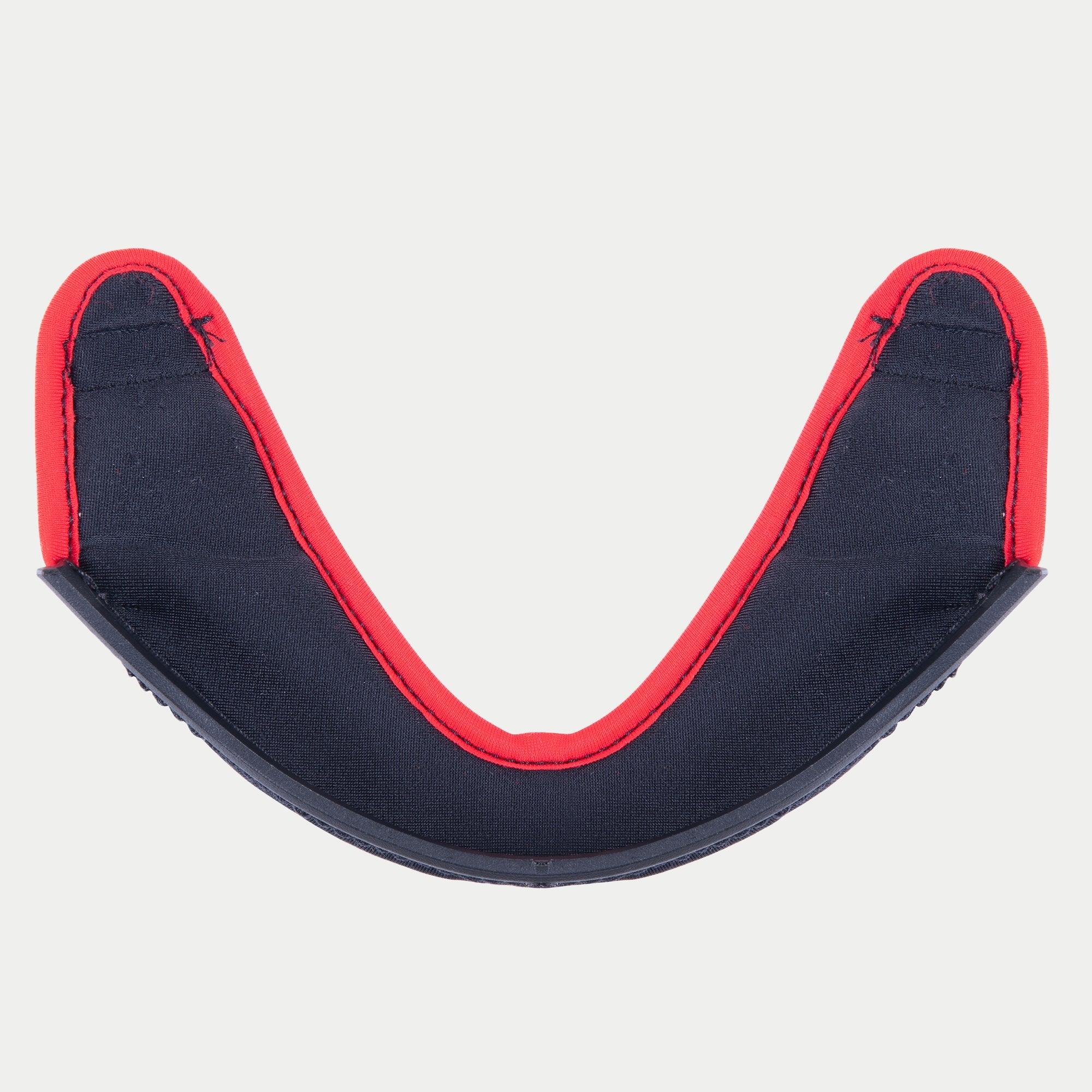 Alpinestars Supertech R10 Chin Curtain, accesorio para casco, tejido negro con ribete rojo brillante, diseño curvado en forma de U, pieza de repuesto oficial para cascos de moto S-R10