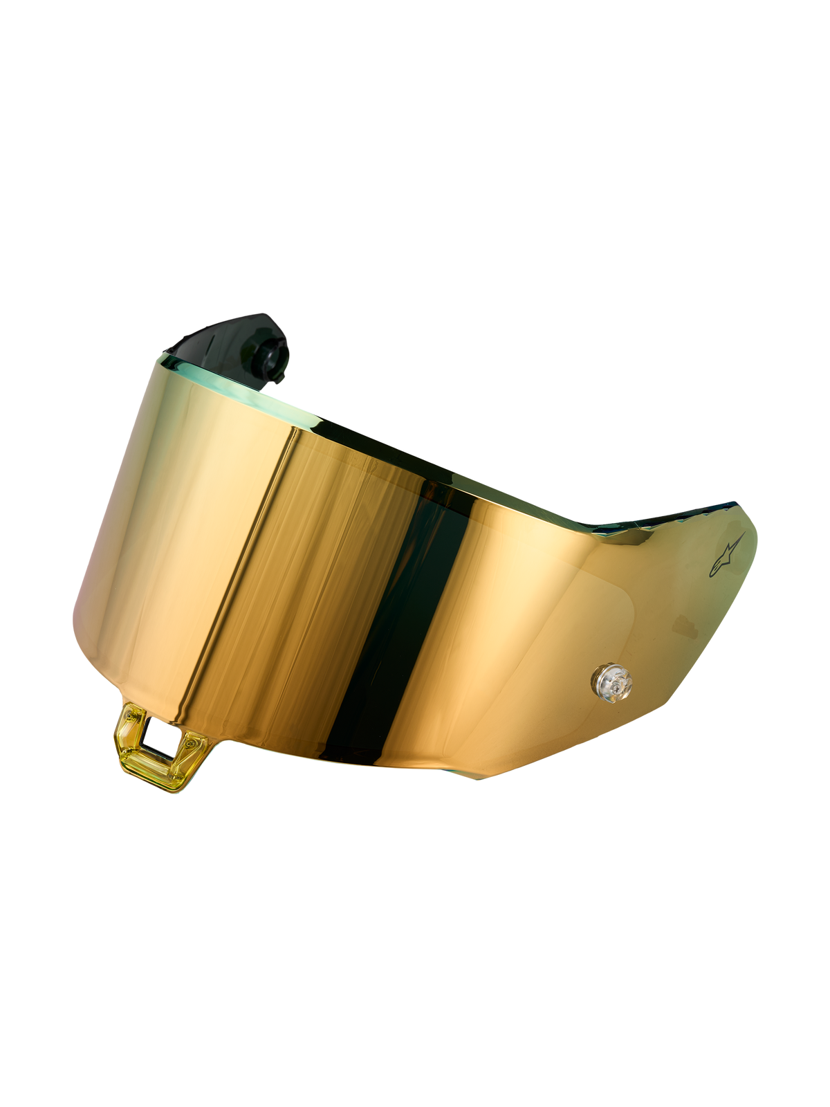 Alpinestars Supertech R-10/R-7 Absolute Vision Shield Gen2.1-R, motorcycle helmet replacement shield, Mirror Gold, polycarbonate construction with Absolute Vision optical filtering for circuit riding