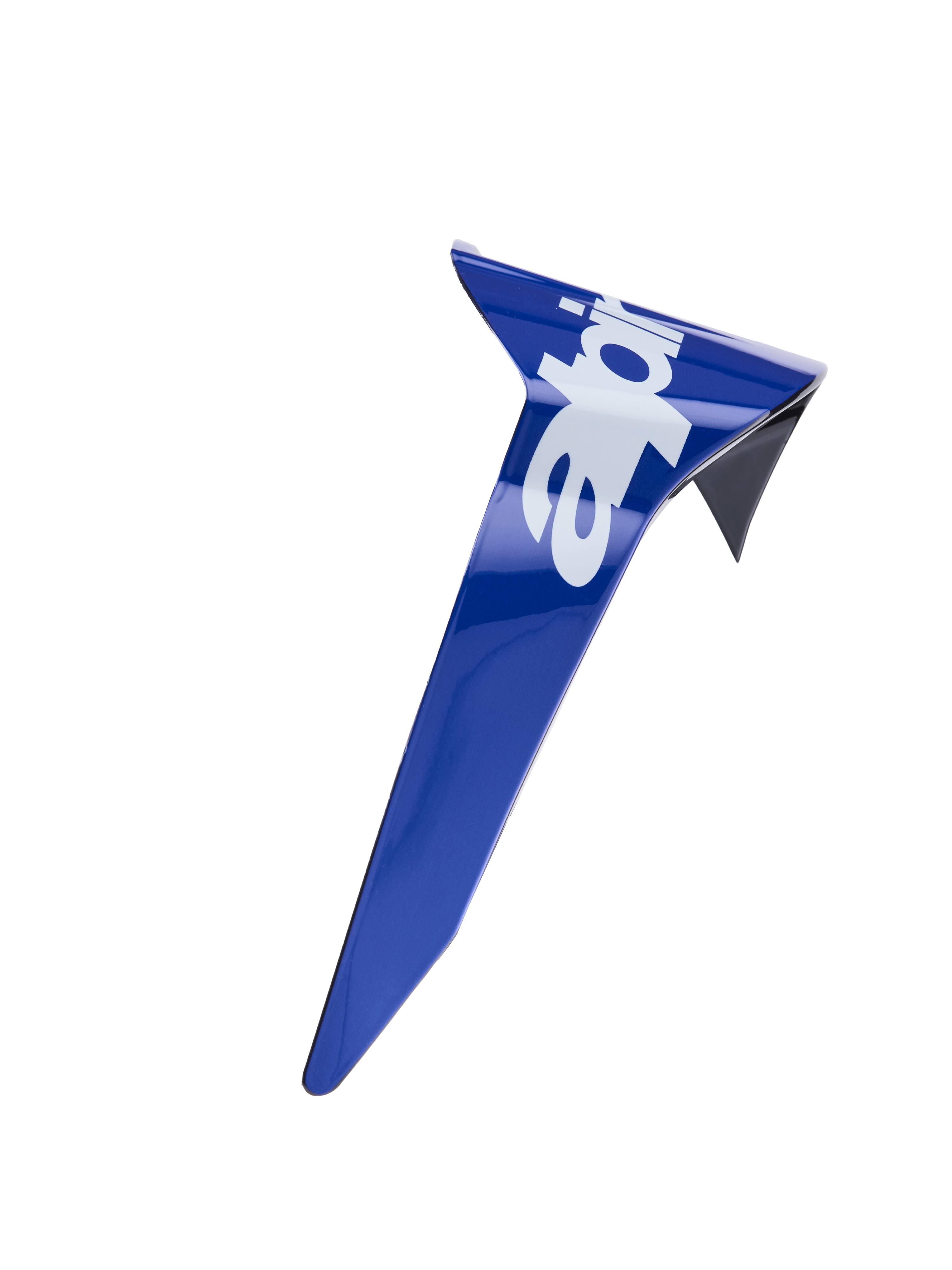 Alerón estándar Alpinestars Supertech R10 Arius, pieza de repuesto aerodinámica para casco, azul brillante con logotipo de Alpinestars en blanco, plástico moldeado de precisión para estabilidad en carreras de alta velocidad.