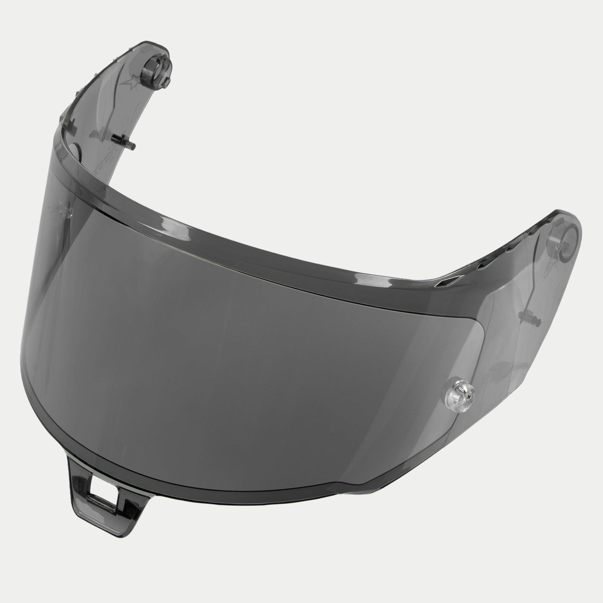 Alpinestars Supertech R10 AFHS-01 Shield, accesorio para casco, ahumado oscuro, pantalla de repuesto curvada con tinte oscuro transparente, revestimiento antirrayas y herrajes de montaje para conducción diurna