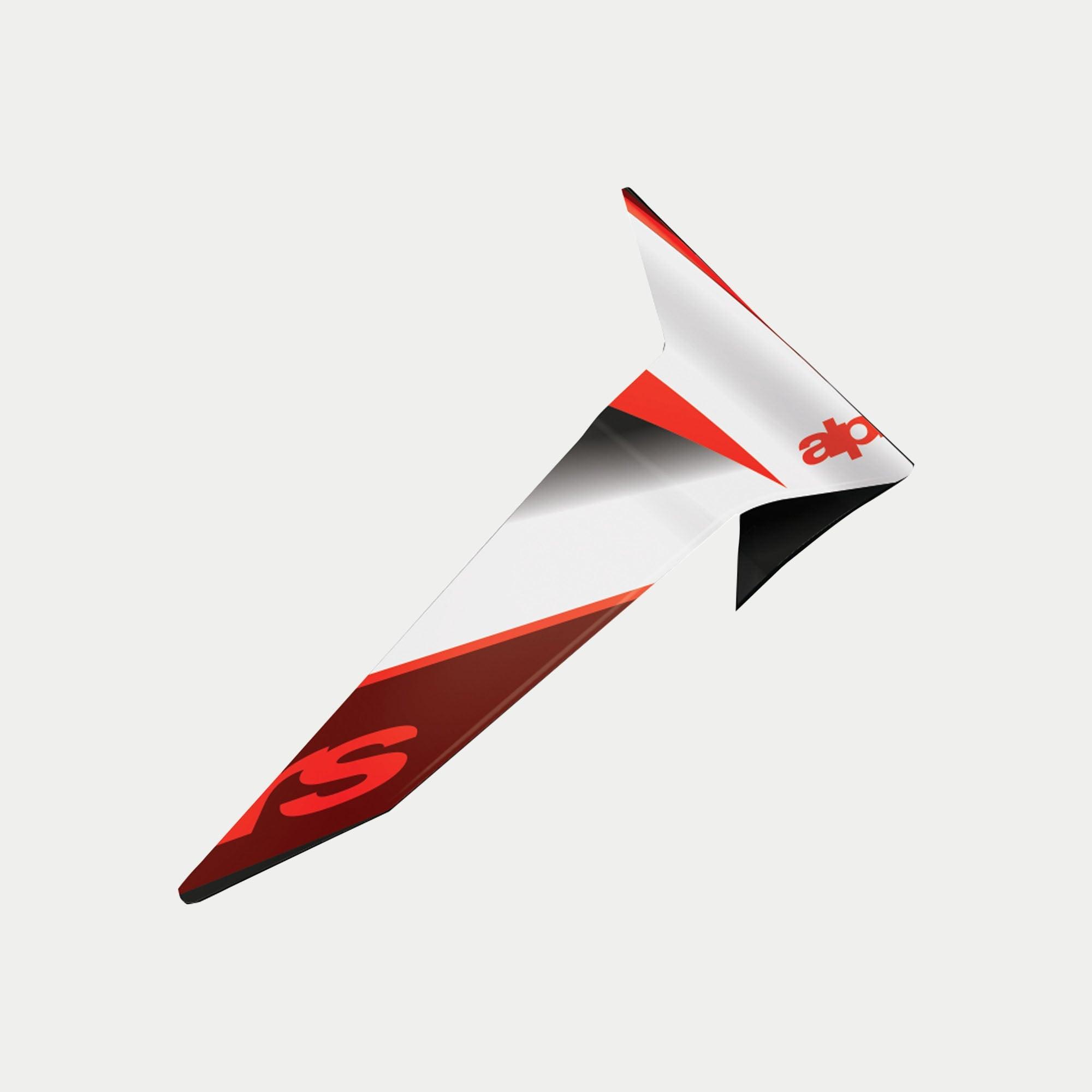 Alpinestars Supertech R10 Team Standard Spoiler, Helmet Accessory, Black Carbon Red and White Glossy, aerodynamic replacement part featuring red logos and carbon-effect graphics, glossy finish for S-R10 Team Helmets