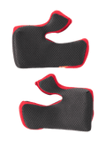 Alpinestars Supertech M10 22.06 Juego de Almohadillas para Mejillas Regular, negro con bordes rojos, superficie de malla con textura hexagonal, acolchado interior de repuesto para cascos de motocross, forma ergonómica curva