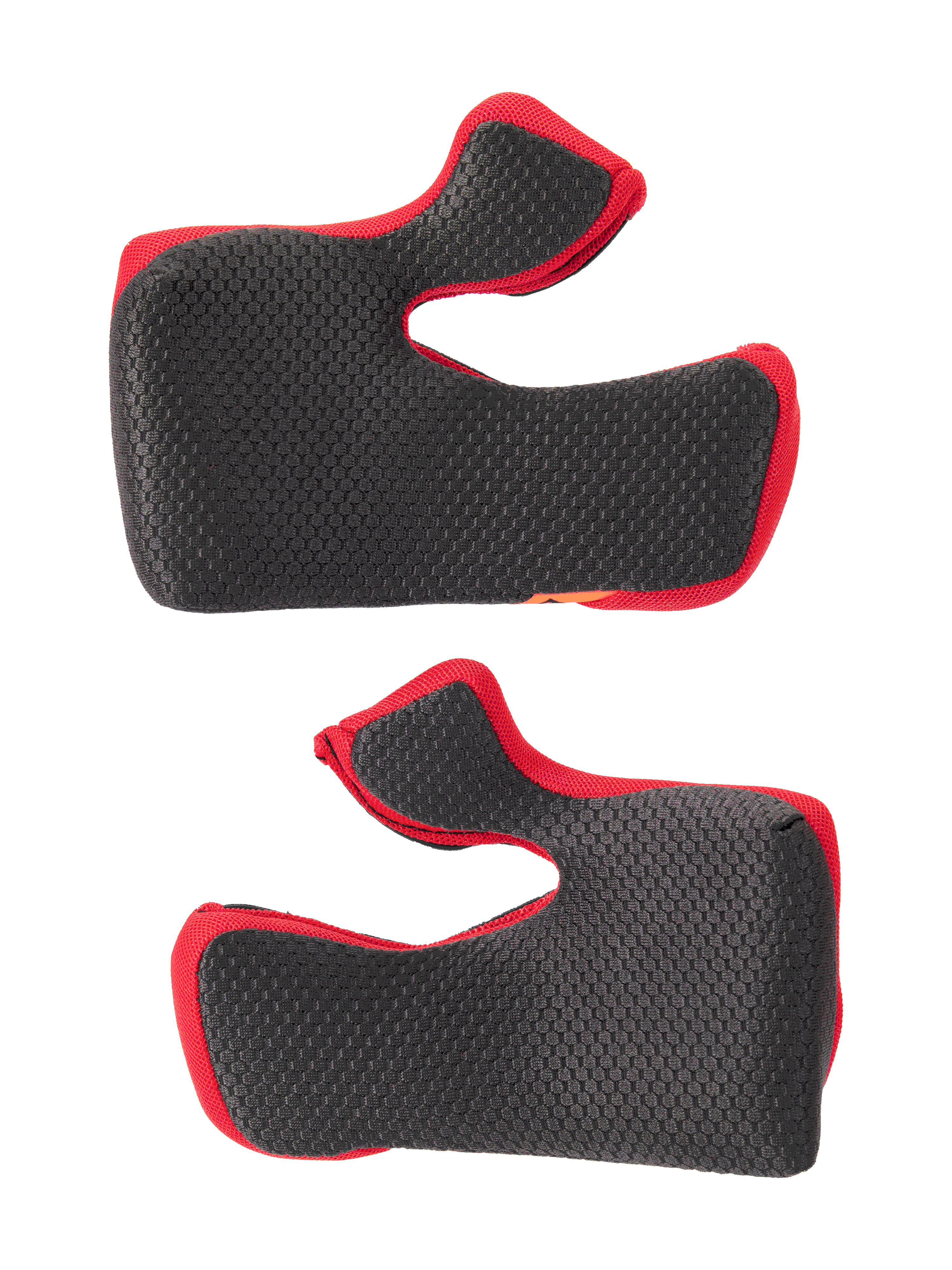 Alpinestars Supertech M10 22.06 Juego de Almohadillas para Mejillas Regular, negro con bordes rojos, superficie de malla con textura hexagonal, acolchado interior de repuesto para cascos de motocross, forma ergonómica curva