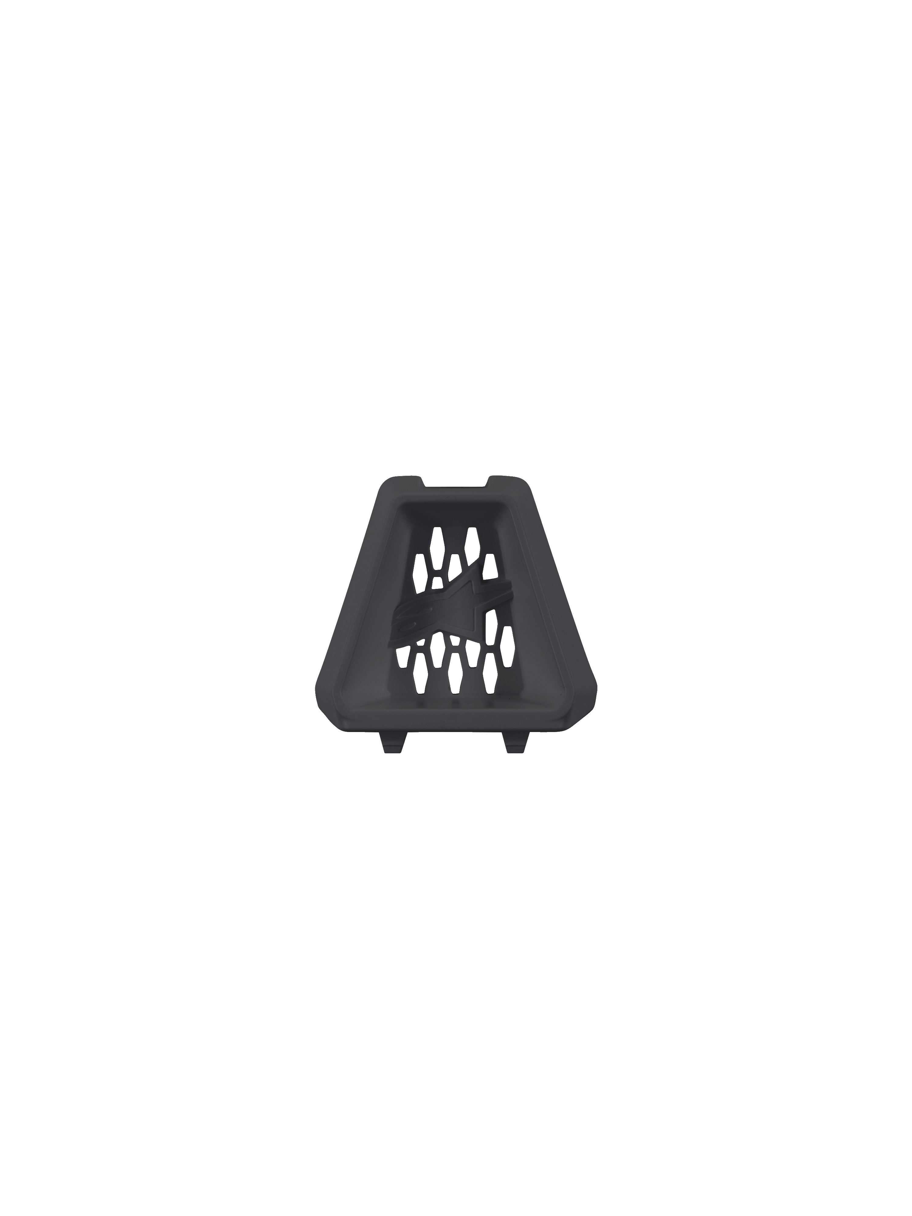 Alpinestars S-M3 Youth Chin Vent, Black, official replacement part for SM3 Youth motocross helmets, trapezoid-shaped ventilation component with honeycomb mesh and embossed logo, helmet accessory