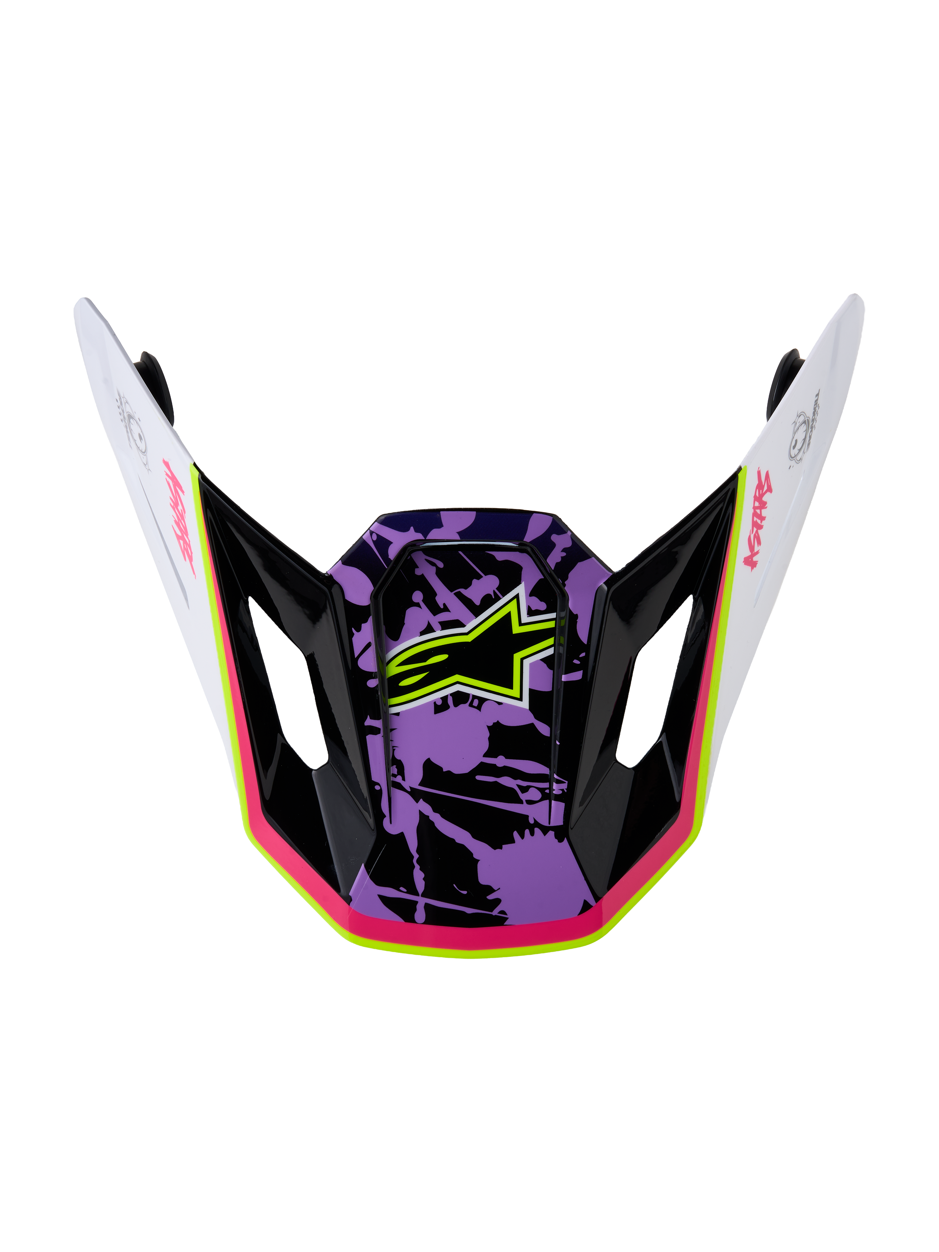 Alpinestars S-M7 Blaster visor, visor de motocross en morado, rosa y blanco con acabado brillante y logo Astars.