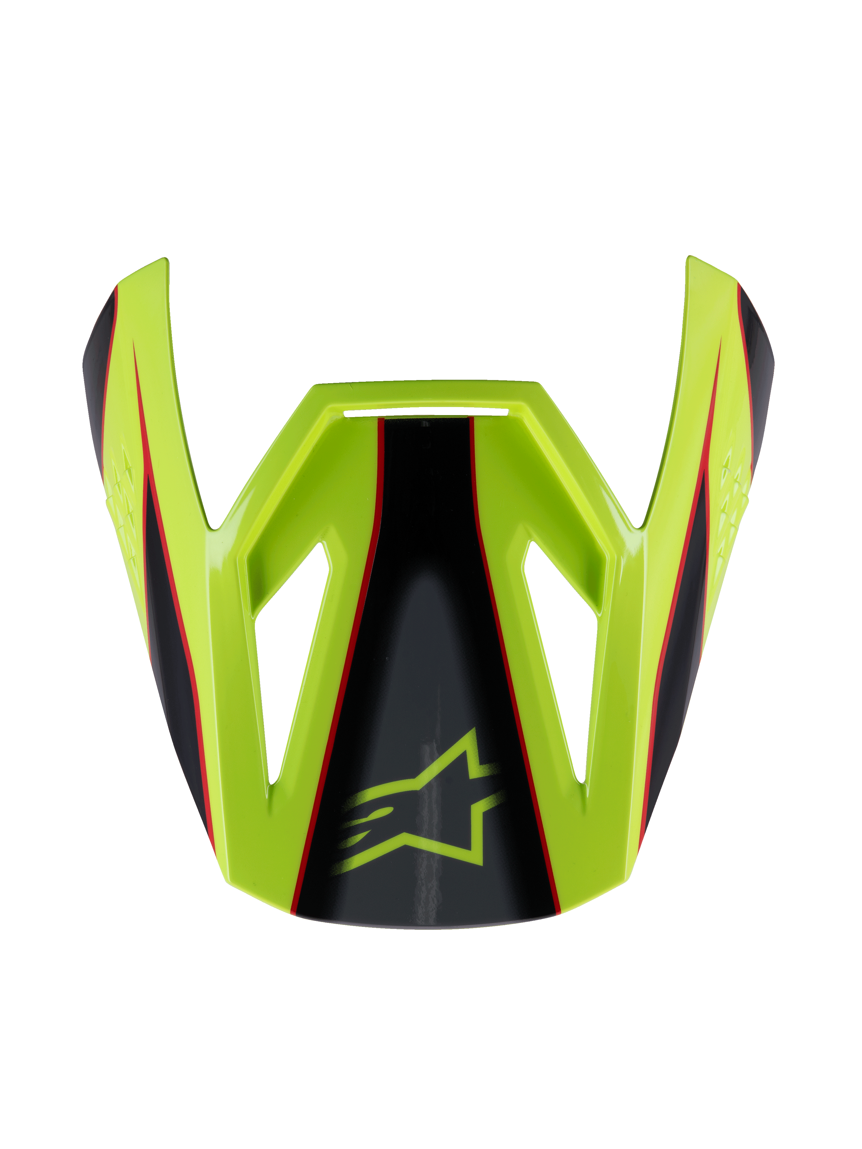 Alpinestars S-M3 Youth Fray Visor, visera para casco de motocross, rojo, amarillo flúor y negro con acabado brillante, diseño angular con el logotipo de la estrella de Alpinestars, repuesto oficial para cascos de competición juveniles