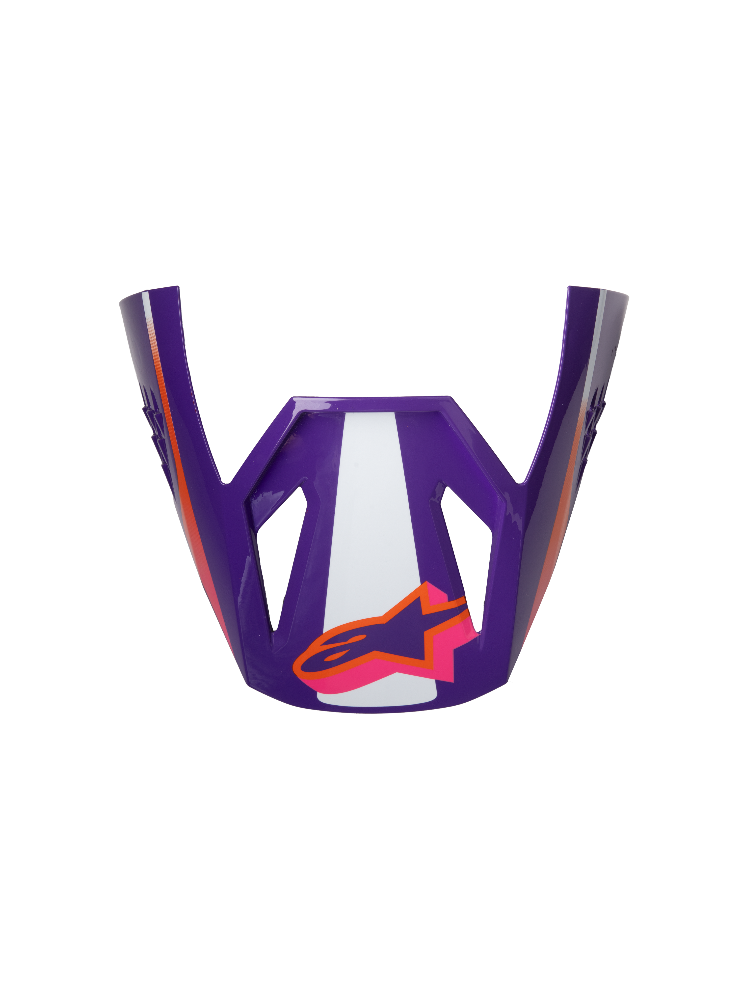 Alpinestars S-M3 Heat ECE06 Helmet Visor, Motorcycle Racing Visor, Purple White Pink, Glossy Finish, Orange Accents with Star Logo, Angular Design with Sporty Cutouts
