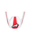 Visera Alpinestars S-M3 Heat ECE06, accesorio para casco, rojo, blanco y negro brillante, repuesto oficial para cascos off-road, con gráficos rojos llamativos y logotipo de Alpinestars blanco, acabado brillante para equipamiento de motocross