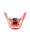 Visera Alpinestars S-M7 Deed ECE06, visera para casco de motocross, roja, negra y blanca brillante, diseño aerodinámico angular con logotipo de estrella blanca en el panel central negro, incluye marcas SM7 y Deed, acabado brillante para rendimiento off-road