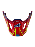 Alpinestars S-M7 Cast Visor, official motocross replacement part in glossy red with fluo yellow and blue graphics.
