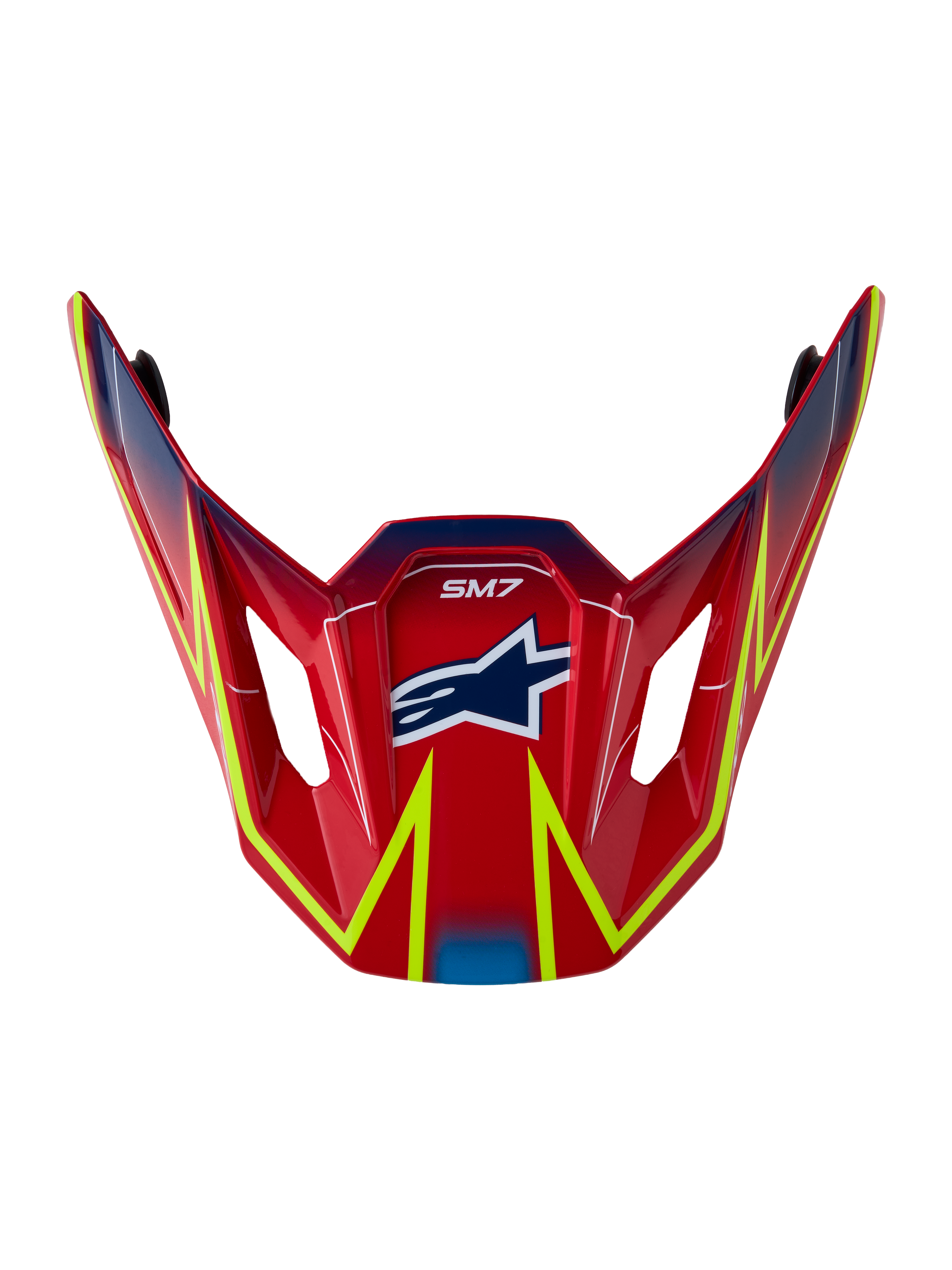Visor S-M7 Cast de Alpinestars, repuesto oficial para casco de motocross, rojo brillante con gráficos amarillo flúor y azul