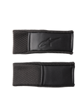 Alpinestars S-M7 Chin Strap Cover Set, negro, cubiertas de repuesto para correas de barbilla de casco con patrón de agarre texturizado y logotipo en relieve, bordes cosidos, accesorios para casco de motocross